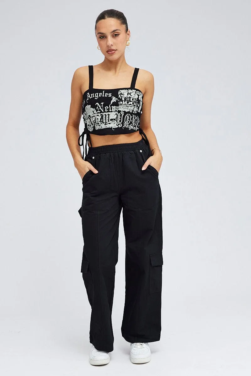 Black Cargo Pants Wide Leg sold by Ally Fashion product image thumbnail 3
