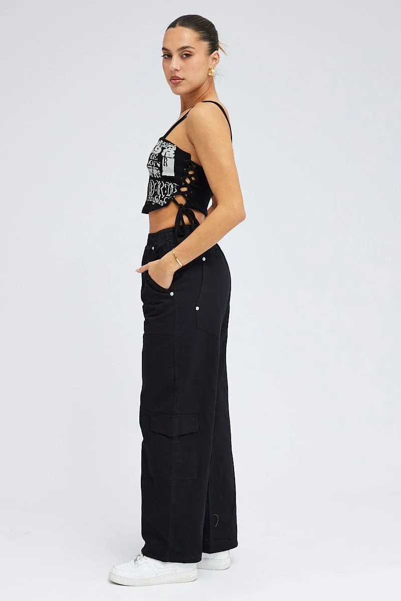 Black Cargo Pants Wide Leg sold by Ally Fashion product image thumbnail 4