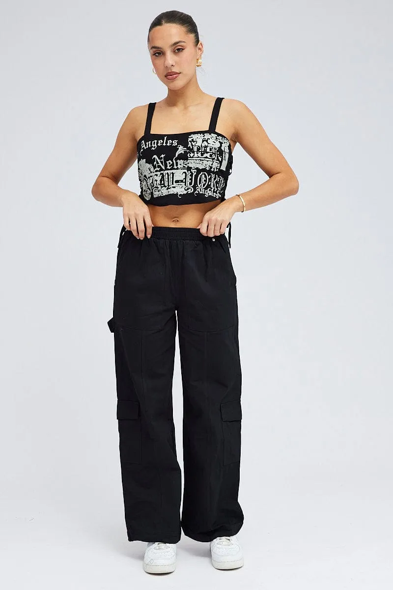 Black Cargo Pants Wide Leg sold by Ally Fashion