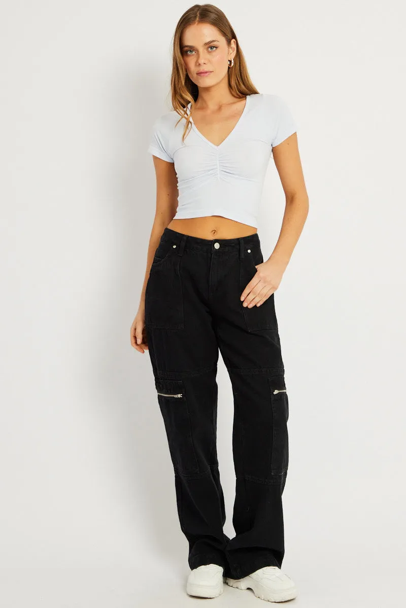 Blue T shirt Short Sleeve V Neck Seamless sold by Ally Fashion product image thumbnail 2