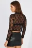 Black Lace Top Tie Front Long Sleeve sold by Ally Fashion