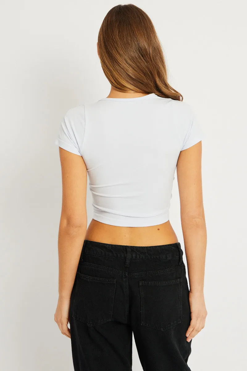 Blue T shirt Short Sleeve V Neck Seamless sold by Ally Fashion product image thumbnail 5