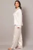 Beige Stripe Pj Set Satin Stripe Contrast Piping Pyjama sold by Ally Fashion