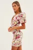White Floral Mini Dress Puff Sleeve V-Neck sold by Ally Fashion
