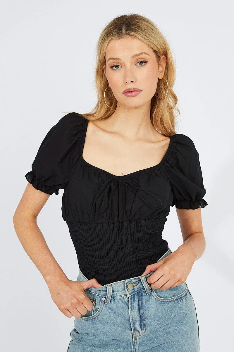 Black BodySuit Short Sleeve sold by Ally Fashion product image thumbnail 3