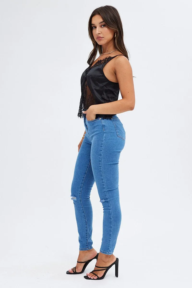 Denim Skinny Denim Jeans Mid rise sold by Ally Fashion product image thumbnail 4