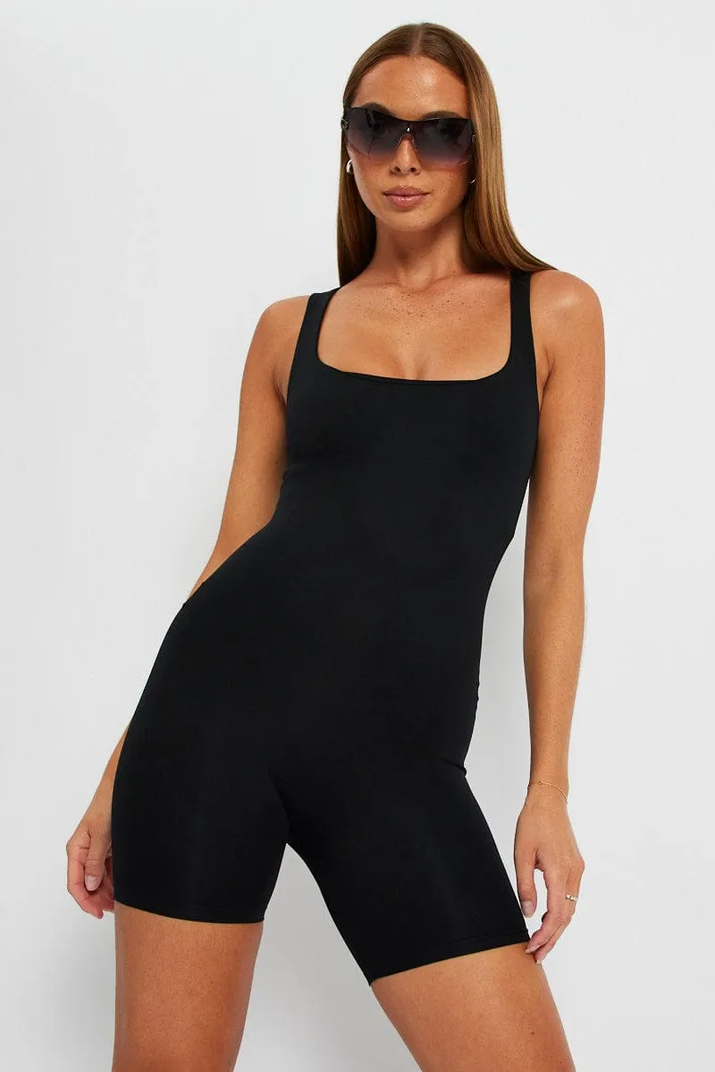Black Romper Sleeveless Square Neck Seamless sold by Ally Fashion product image thumbnail 3