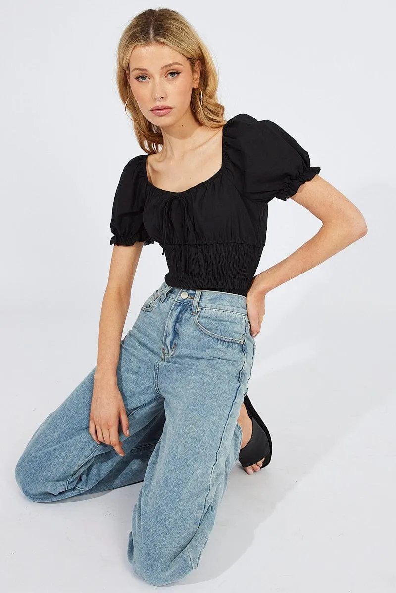 Black BodySuit Short Sleeve sold by Ally Fashion