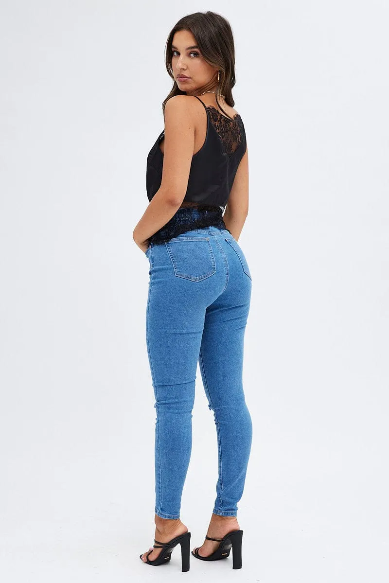 Denim Skinny Denim Jeans Mid rise sold by Ally Fashion product image thumbnail 5