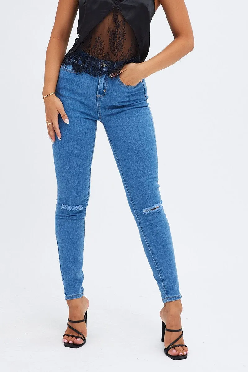 Denim Skinny Denim Jeans Mid rise sold by Ally Fashion product image thumbnail 2