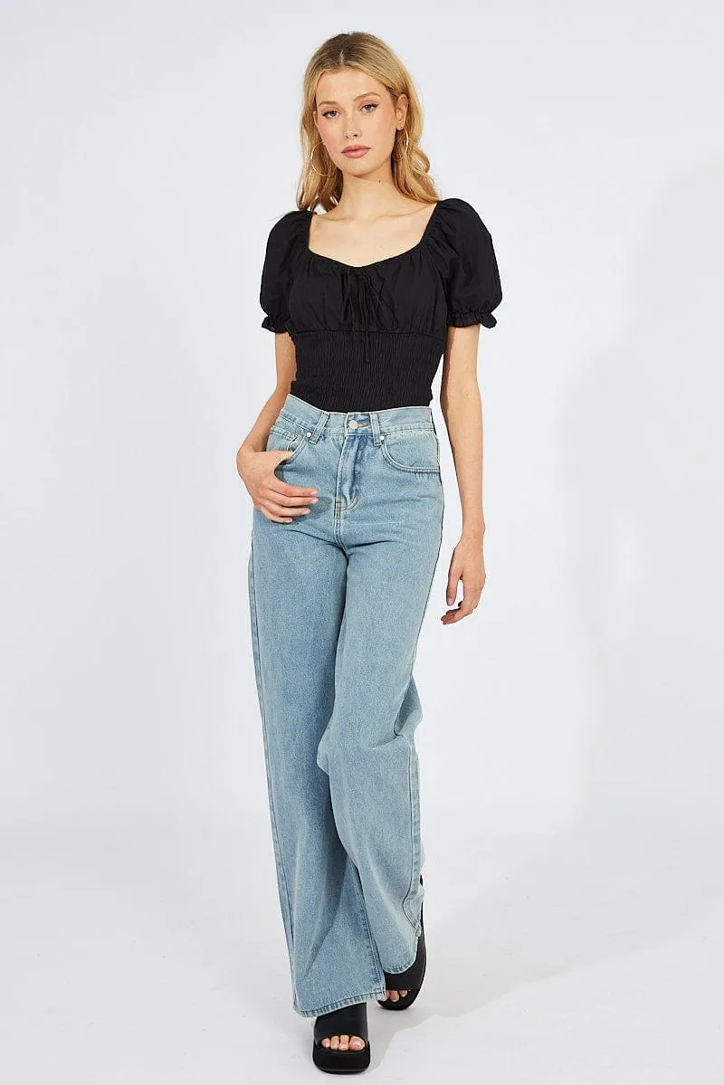 Black BodySuit Short Sleeve sold by Ally Fashion product image thumbnail 2