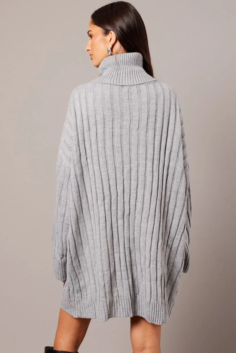 Grey Knit Dress Long Sleeve Jumper sold by Ally Fashion product image thumbnail 5
