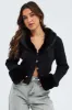 Black Knit Cardigan Fur Trim sold by Ally Fashion