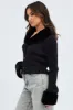 Black Knit Cardigan Fur Trim sold by Ally Fashion