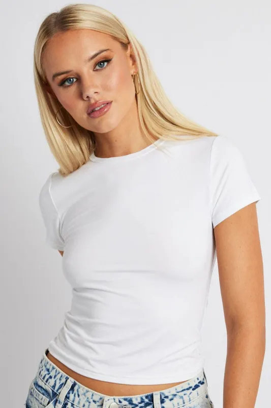 White Modal T Shirt Short Sleeve Crew Neck sold by Ally Fashion