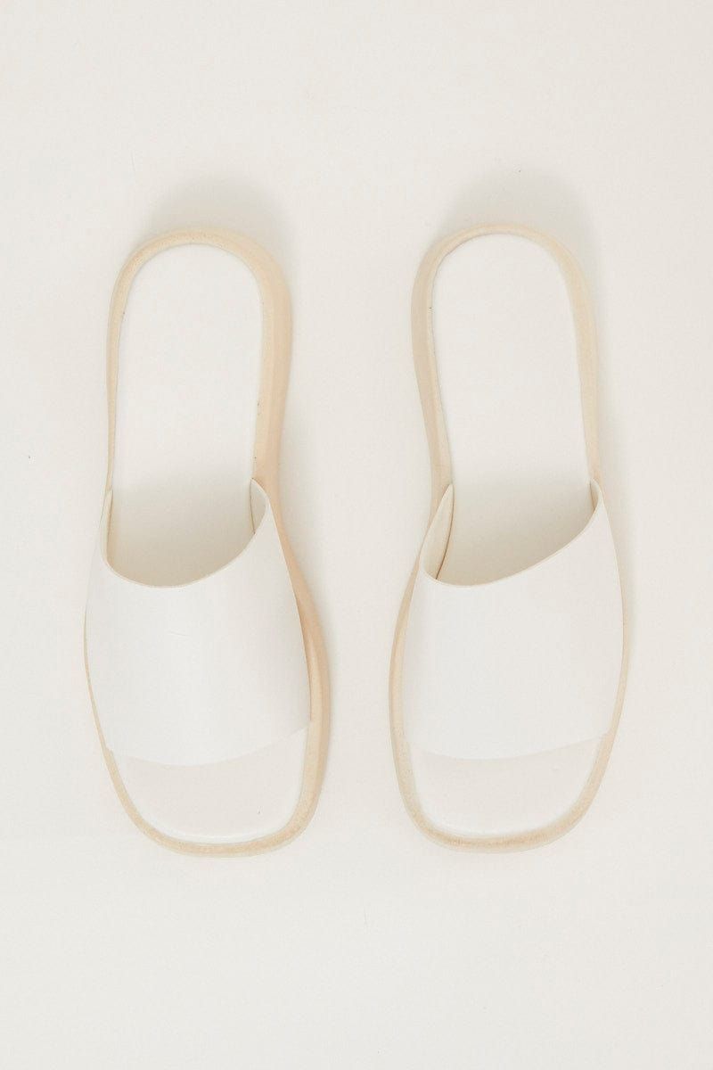 White Wedge Slide Sandals sold by Ally Fashion