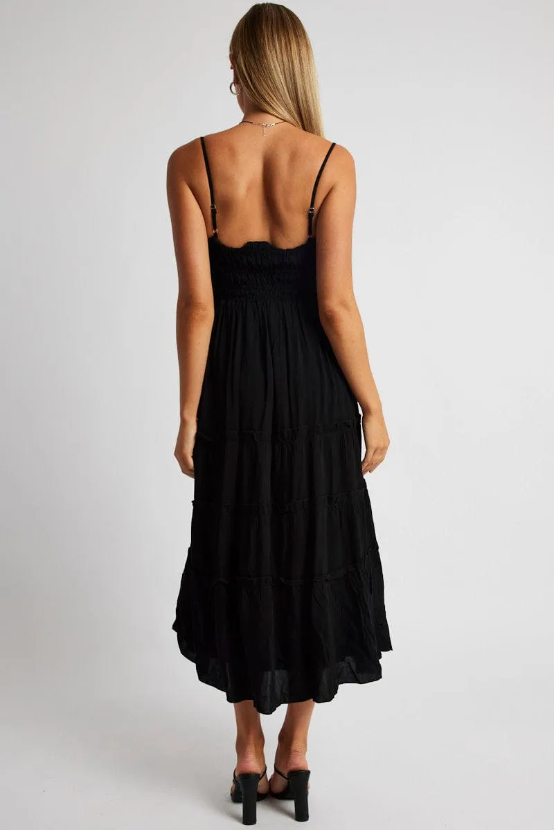Black Midi Dress Strappy Gathered Bust sold by Ally Fashion product image thumbnail 5