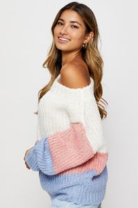Stripe Knit Top Long Sleeve Oversized Colour Block sold by Ally Fashion