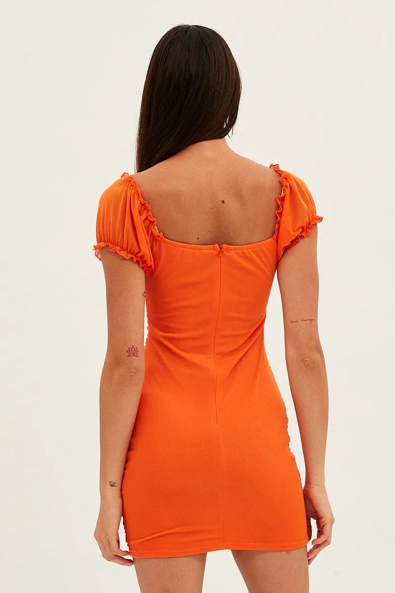 Orange Mesh Bodycon Mini Dress sold by Ally Fashion product image thumbnail 5