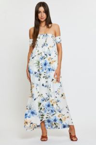 Print Maxi Dress Off Shoulder sold by Ally Fashion