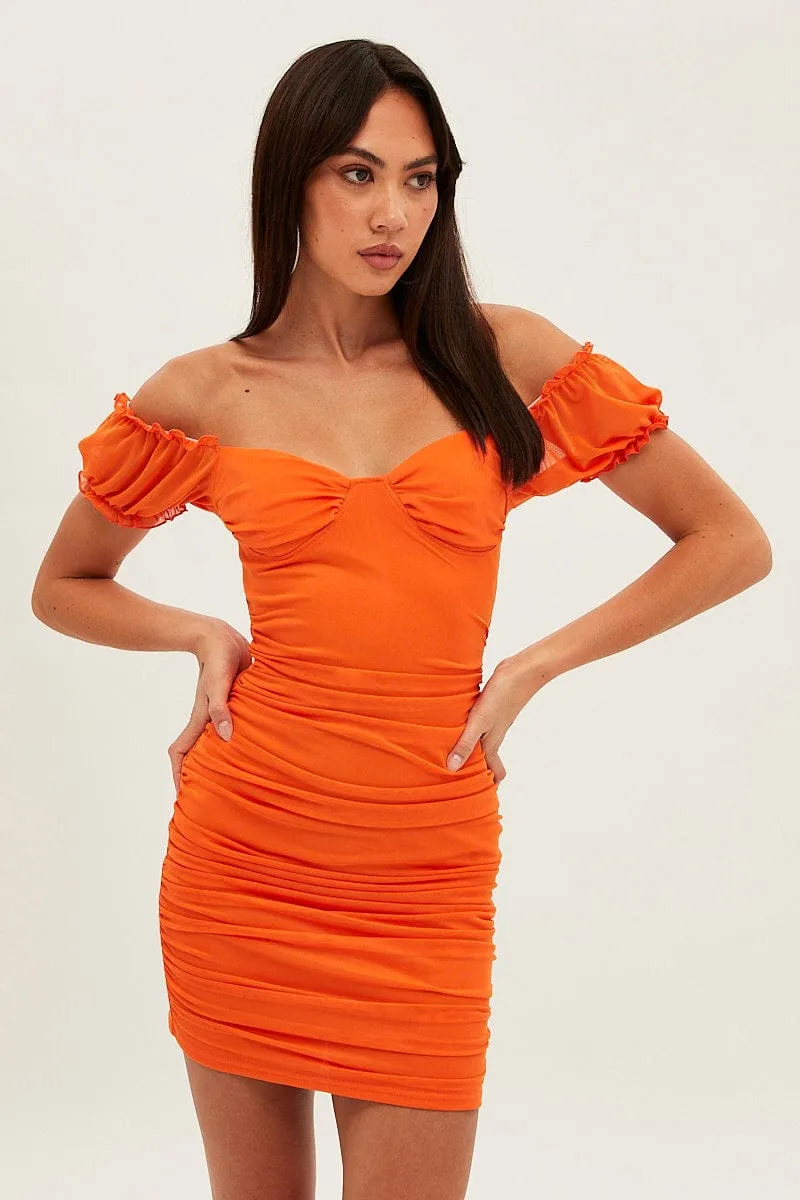 Orange Mesh Bodycon Mini Dress sold by Ally Fashion product image thumbnail 3