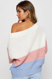 Stripe Knit Top Long Sleeve Oversized Colour Block sold by Ally Fashion