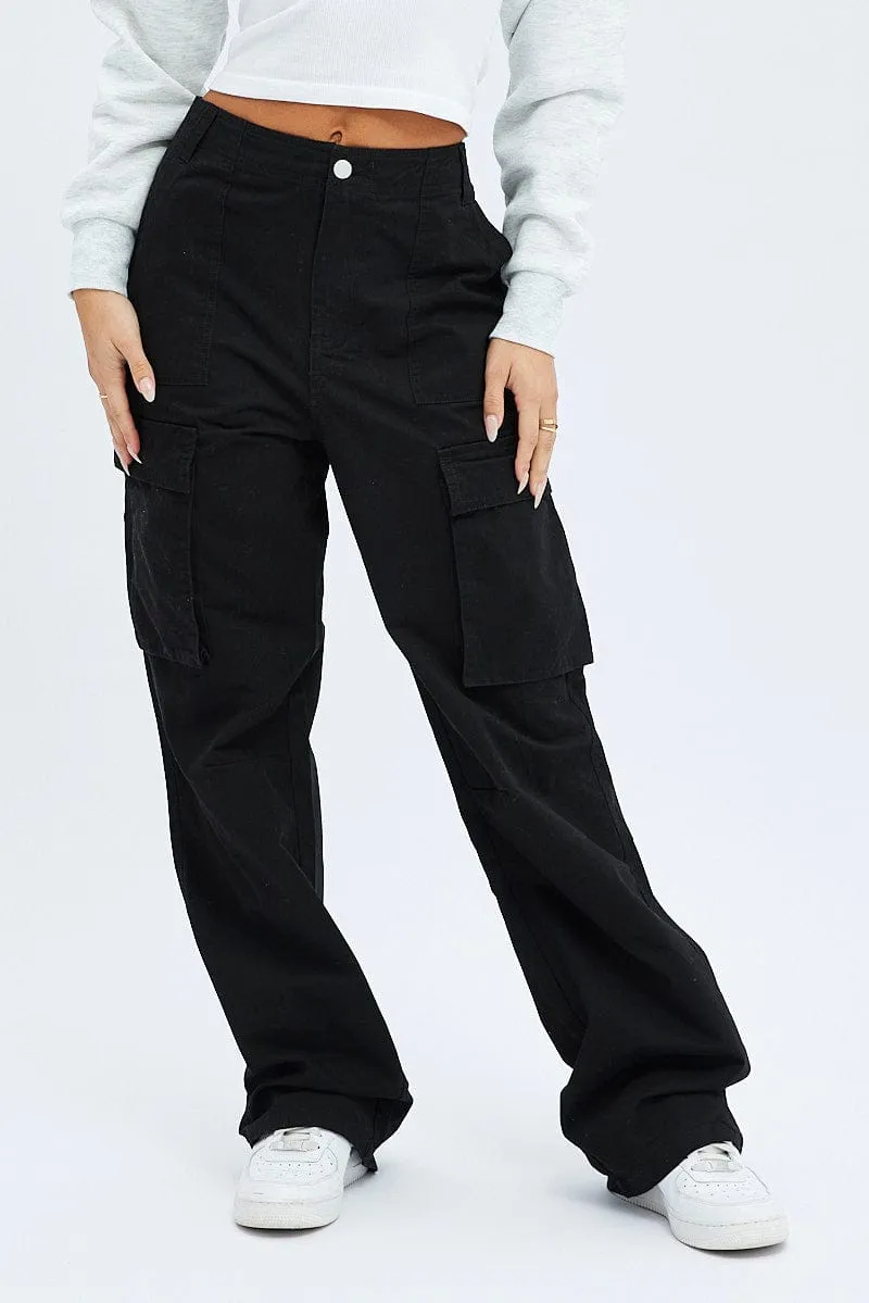 Black Cargo Pants Low Rise sold by Ally Fashion product image thumbnail 2
