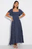 Blue Ditsy Maxi Dress Square Neck Tiered sold by Ally Fashion