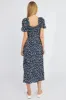 Black Ditsy Midi Dress Short Sleeve Ruched Bust sold by Ally Fashion