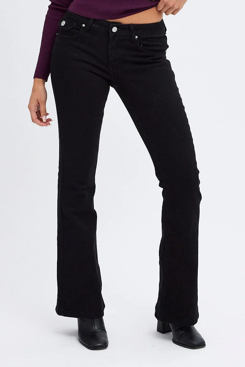 Black Flare Denim Jeans Low rise sold by Ally Fashion product image thumbnail 2