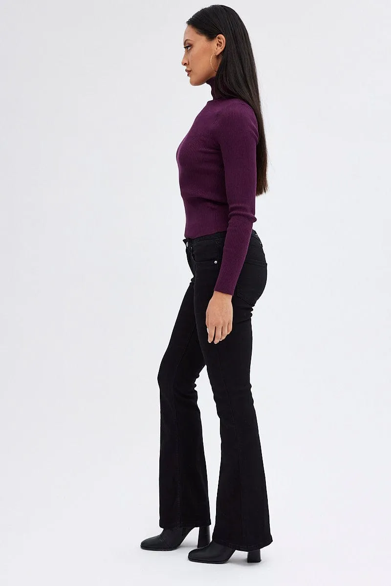 Black Flare Denim Jeans Low rise sold by Ally Fashion product image thumbnail 4