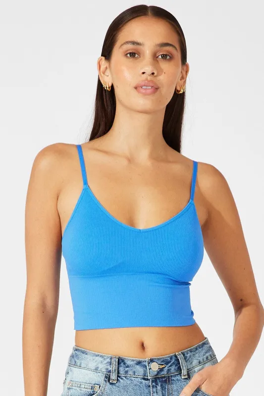 Blue Crop Singlet Top Seamless sold by Ally Fashion