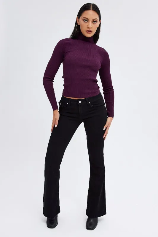 Black Flare Denim Jeans Low rise sold by Ally Fashion