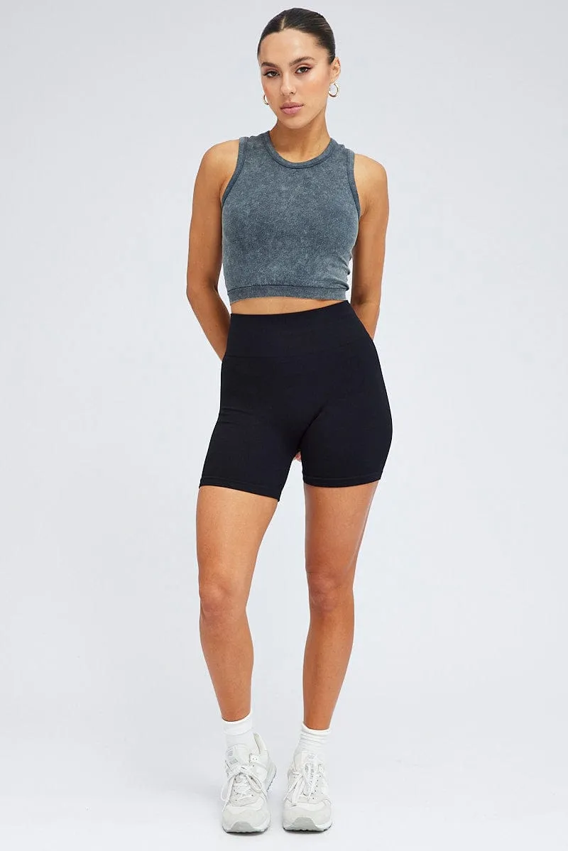 Grey Tank Top Crew Neck Washed Seamless sold by Ally Fashion product image thumbnail 2
