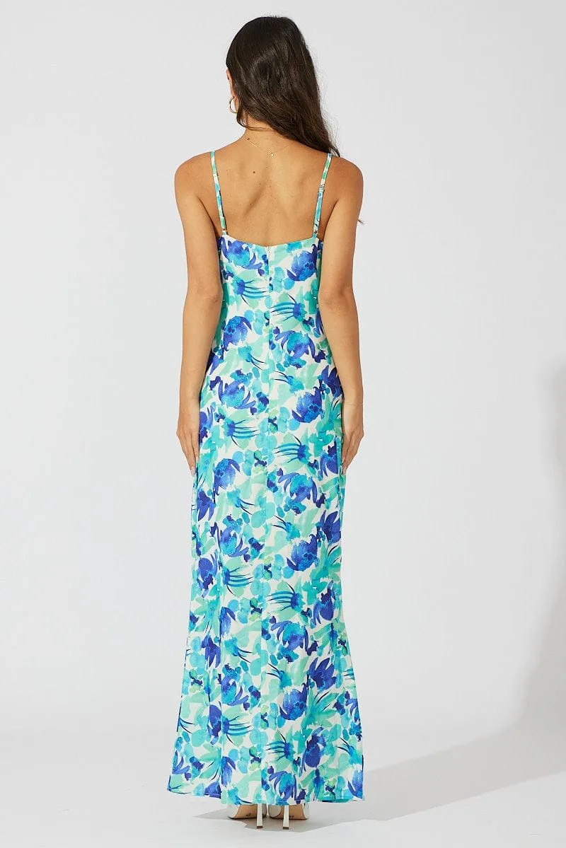 Green Floral Maxi Dress Slip Cami Watercolour Print sold by Ally Fashion product image thumbnail 5