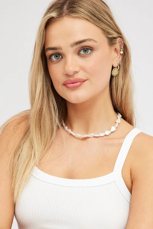 White Faux Pearl Necklace sold by Ally Fashion