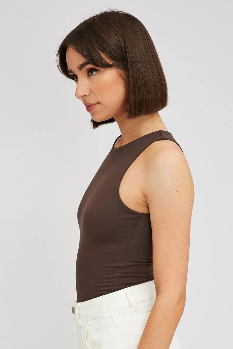 Brown Supersoft Bodysuit Sleeveless sold by Ally Fashion product image thumbnail 4