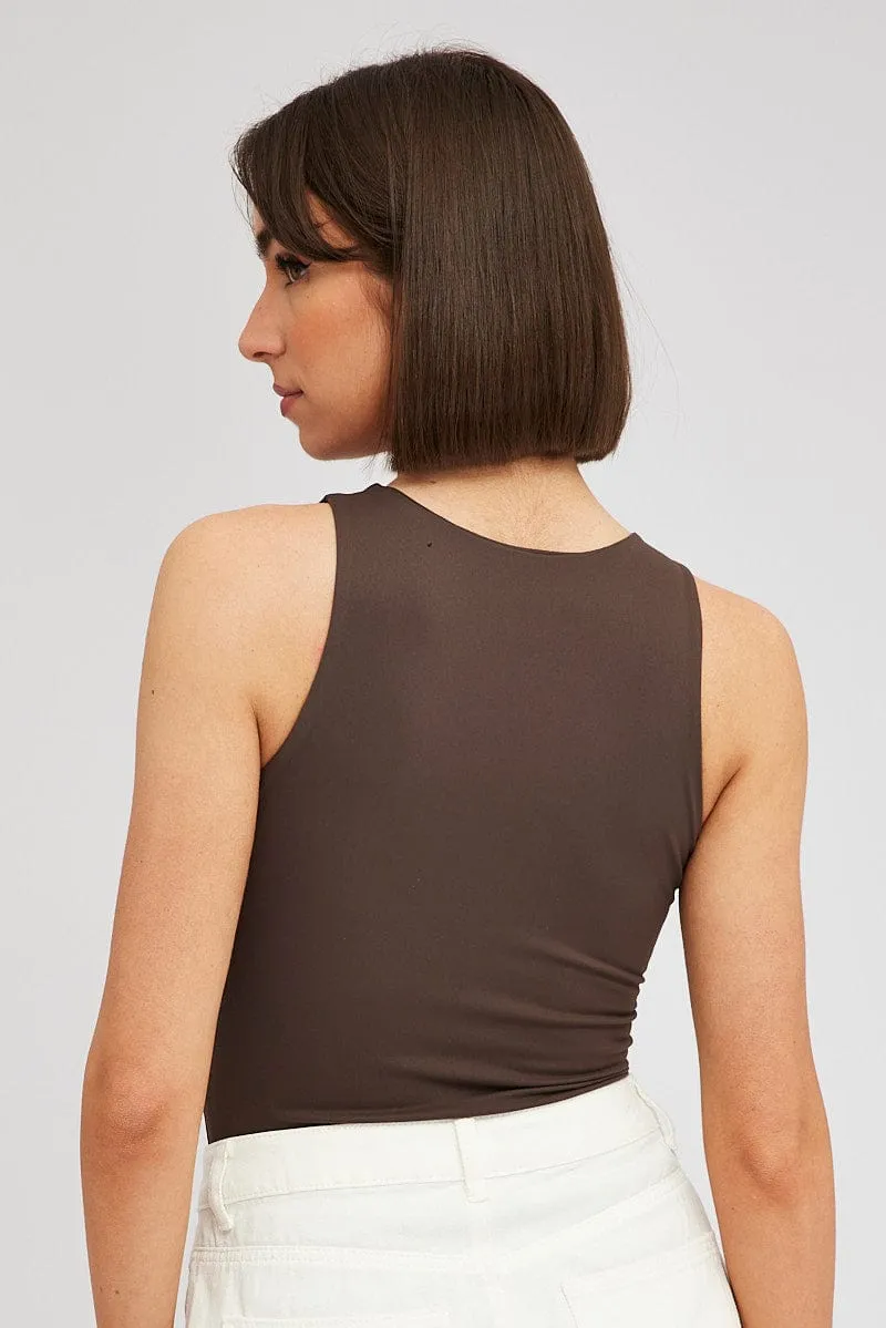Brown Supersoft Bodysuit Sleeveless sold by Ally Fashion product image thumbnail 5