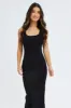 Black Knit Midi Dress Sleeveless Scoop Neck Bodycon Rib sold by Ally Fashion