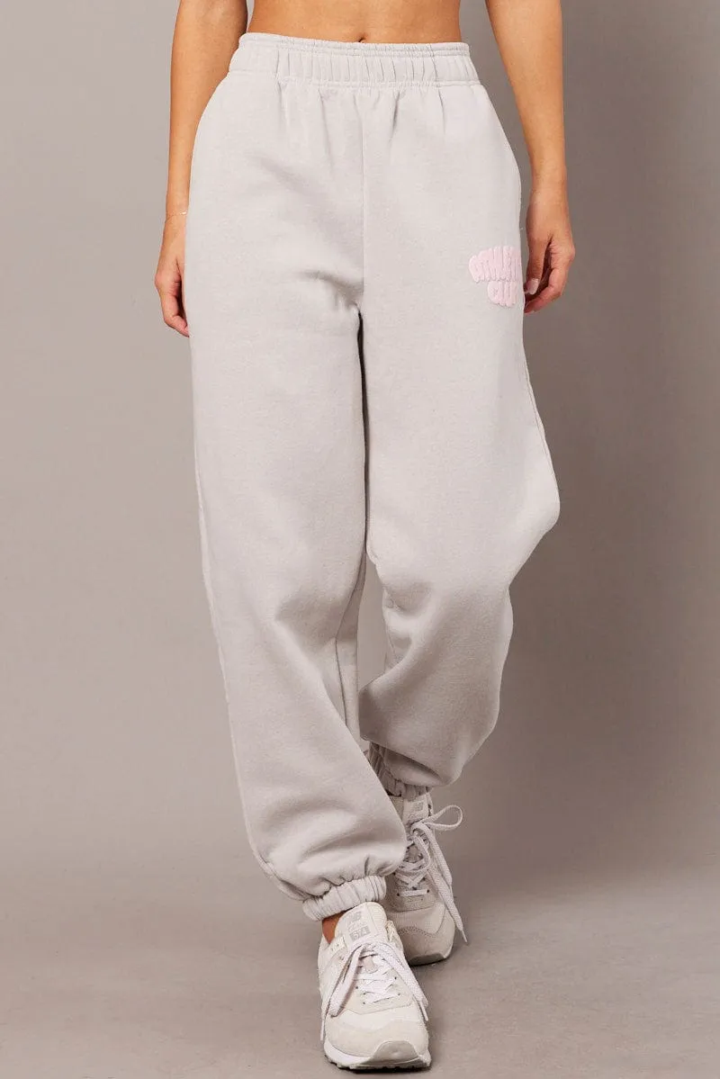 Grey Track Pants High Rise sold by Ally Fashion product image thumbnail 3