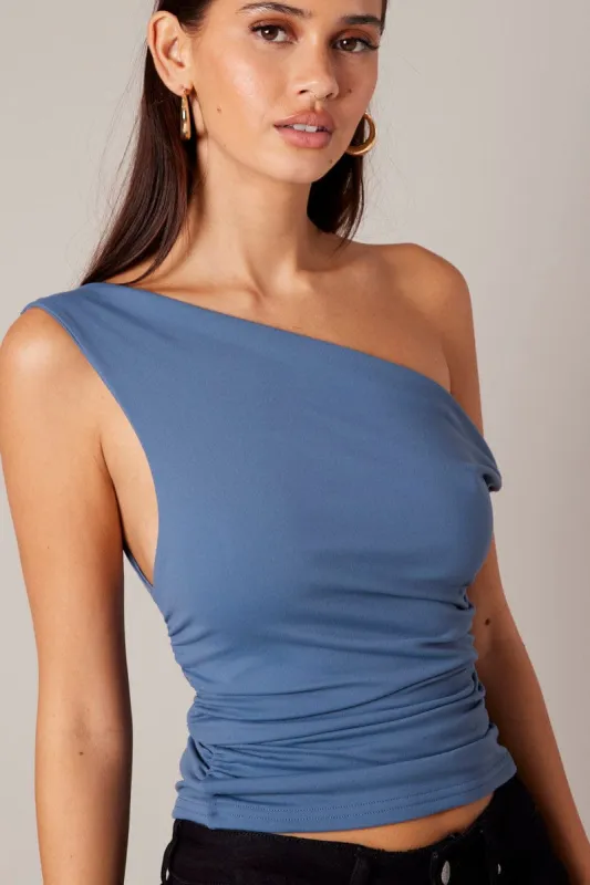 Blue Off Shoulder Top Sleeveless sold by Ally Fashion