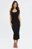 Black Knit Midi Dress Sleeveless Scoop Neck Bodycon Rib sold by Ally Fashion