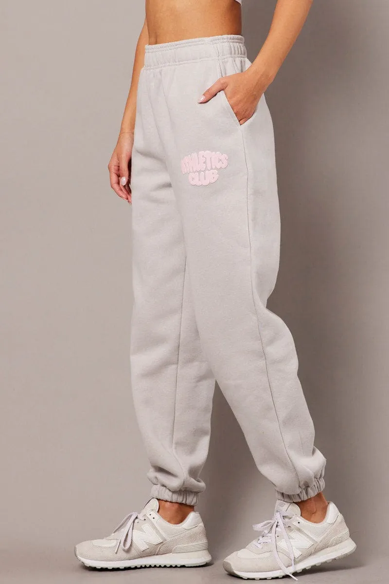 Grey Track Pants High Rise sold by Ally Fashion product image thumbnail 4