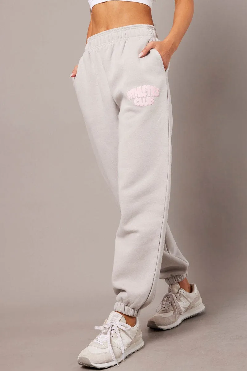 Grey Track Pants High Rise sold by Ally Fashion