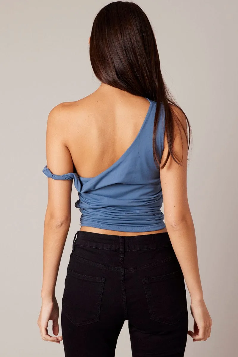 Blue Off Shoulder Top Sleeveless sold by Ally Fashion product image thumbnail 5