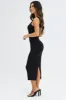 Black Knit Midi Dress Sleeveless Scoop Neck Bodycon Rib sold by Ally Fashion