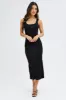 Black Knit Midi Dress Sleeveless Scoop Neck Bodycon Rib sold by Ally Fashion