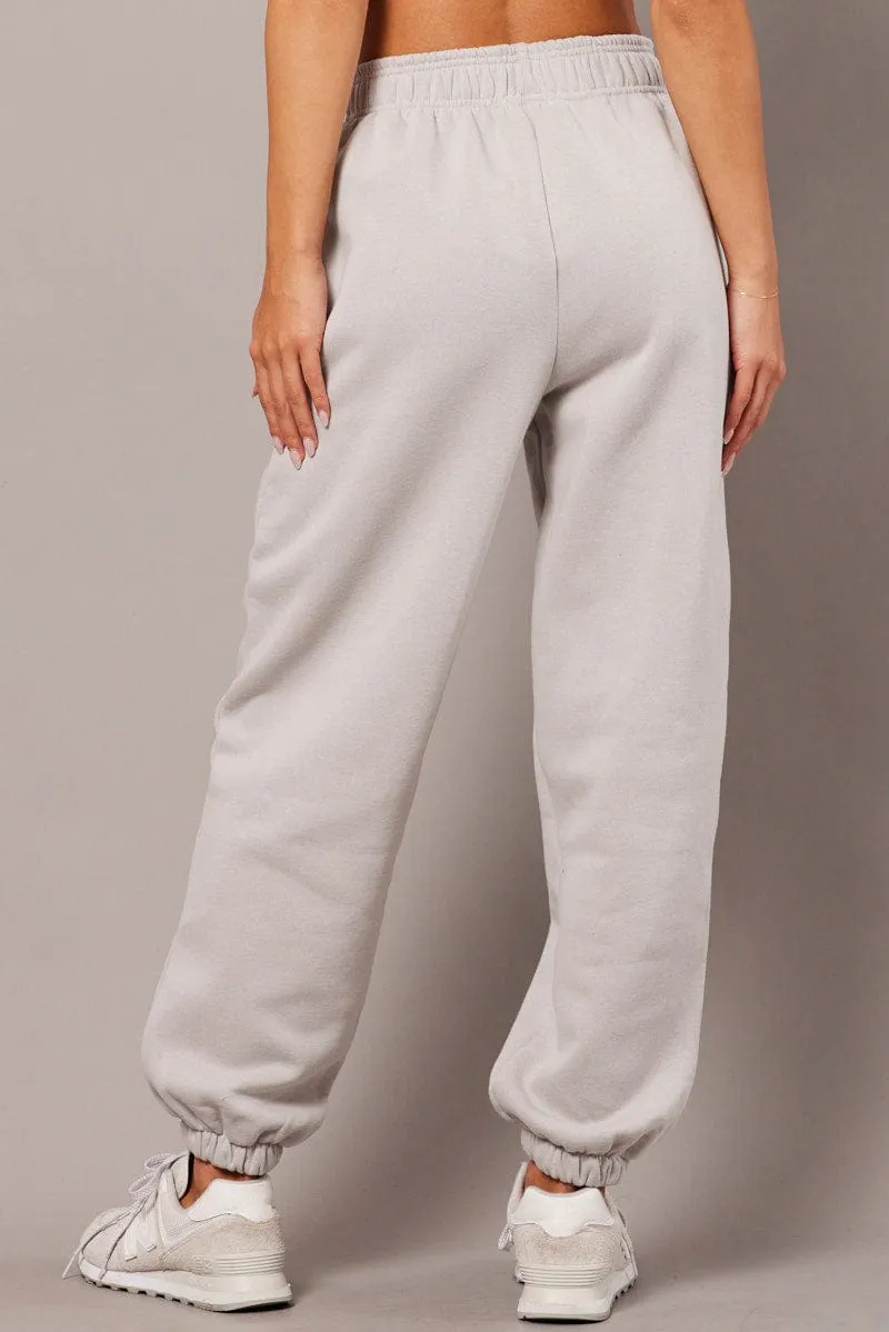 Grey Track Pants High Rise sold by Ally Fashion product image thumbnail 5