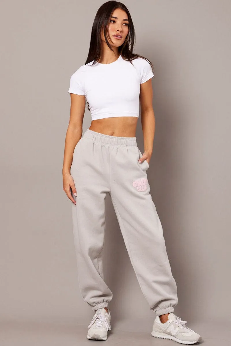 Grey Track Pants High Rise sold by Ally Fashion product image thumbnail 2