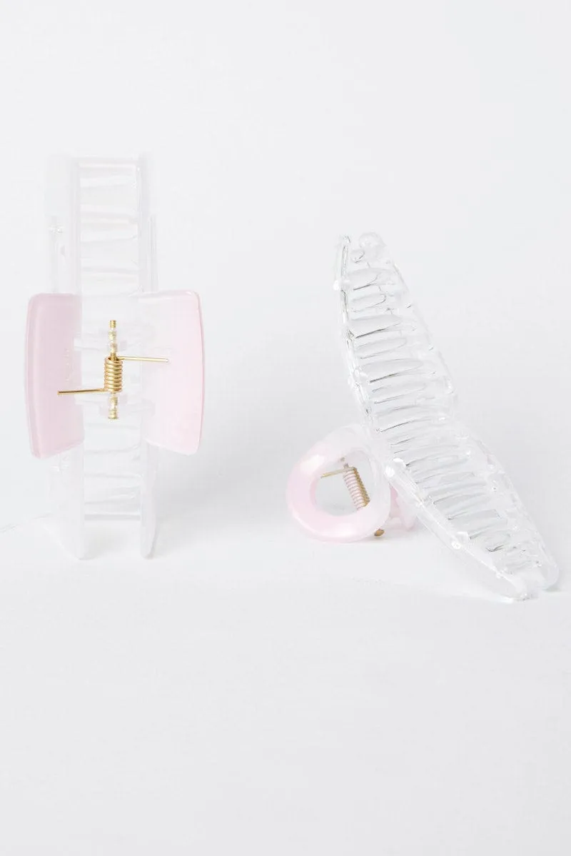 Pink 2 Pack Claw Clips sold by Ally Fashion